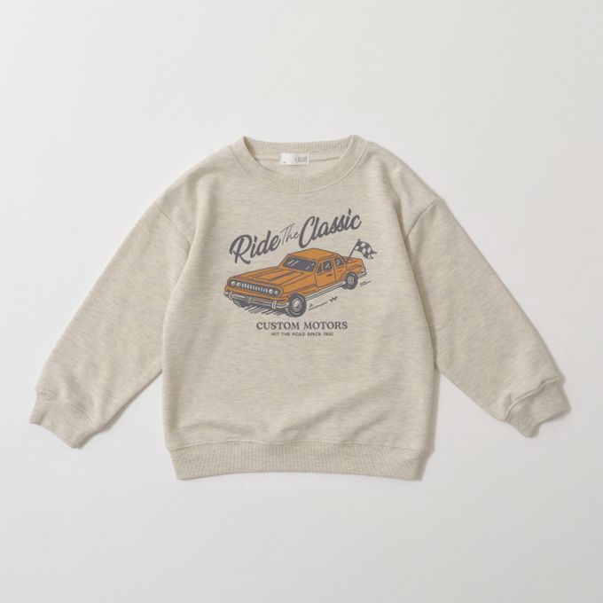 日本 b-ROOM - 舒適百搭印花長袖上衣-打棒球-淺黃