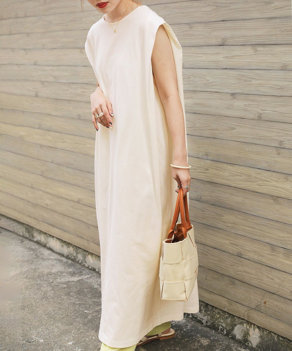 日本 Bou Jeloud - 純棉俐落剪裁涼感無袖洋裝-磚橘