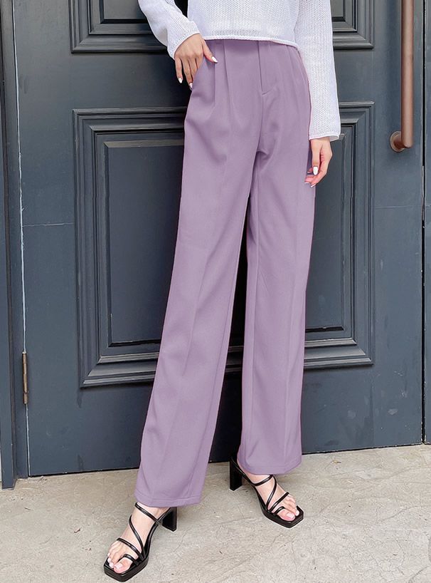 日本 GRL - 知性慵懶修身後鬆緊西裝長褲-活力黃