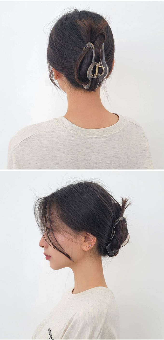 韓國 Soo&Soo - 鏤空波浪造型髮夾/抓夾-白