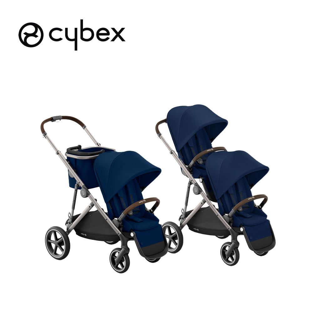 德國 Cybex - Gazelle 雙胞胎推車-(推車+置物籃+第二座椅)-暗夜藍