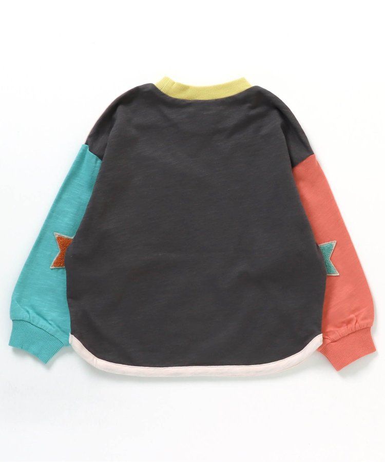 日本 BREEZE - 時髦星星刺繡長袖上衣-粉橘