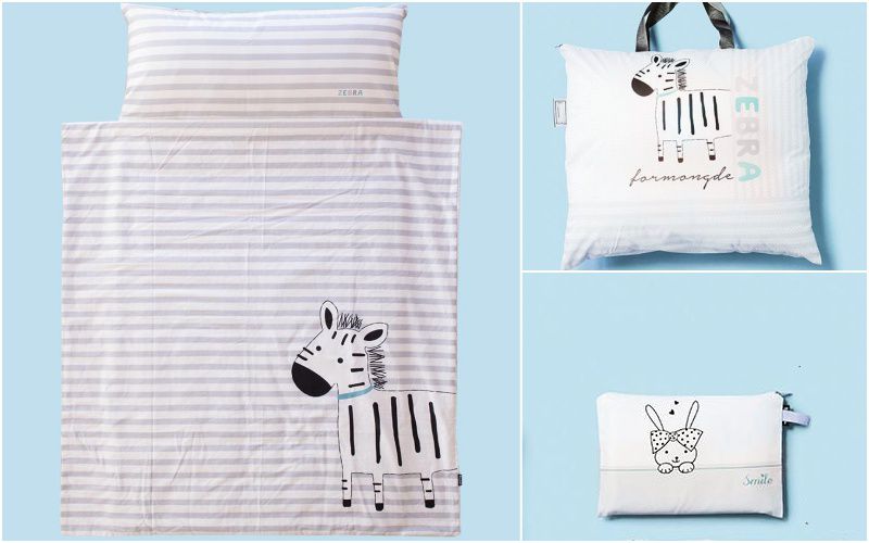 韓國 Formongde - 睡袋5件組(air mesh 睡墊+顆粒被)-三角企鵝-睡墊1, 顆粒被1, 枕芯1, 睡袋收納袋1, 萬用收納袋1