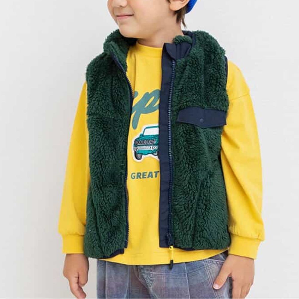 百搭柔軟絨毛背心-濃綠