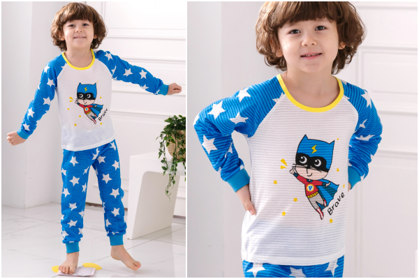 韓國 Maykids - 有機棉透氣長袖家居服-蒙面超人