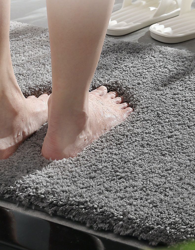 (加厚)快速吸水植絨浴室腳踏墊-白色