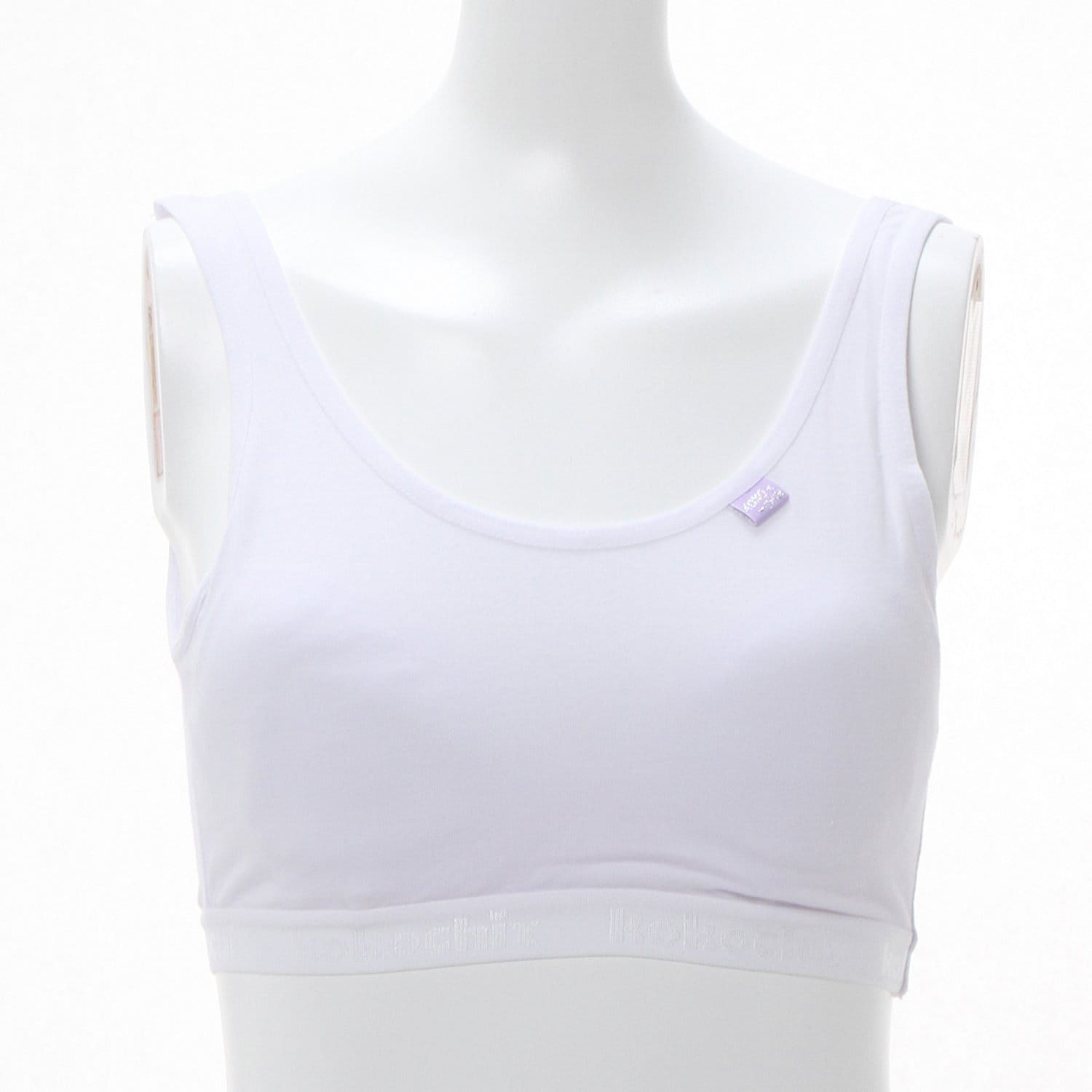 日本 GARAU - 混棉附Bra少女內衣/內搭胸衣(2件組)-白