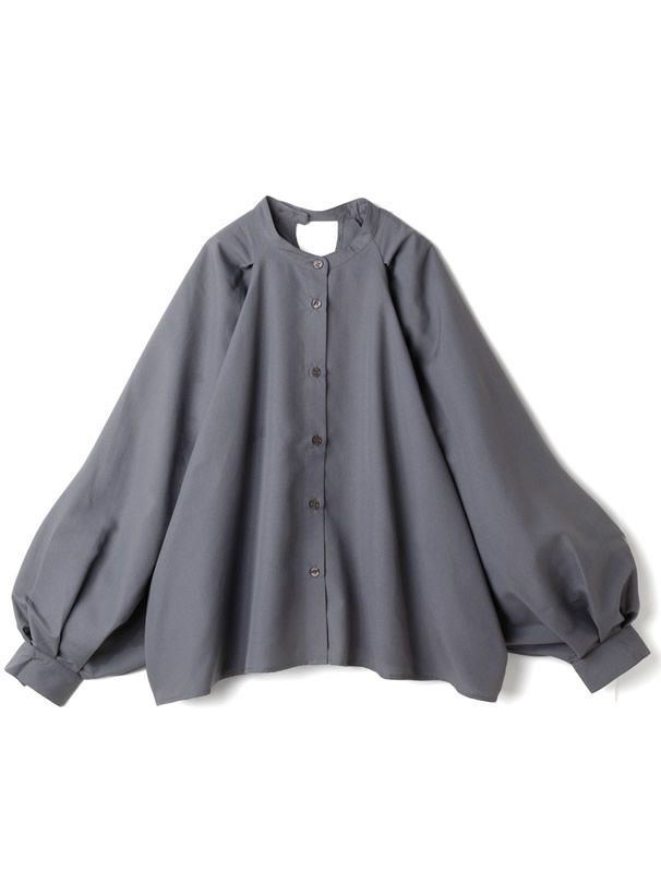 日本 GRL - 圓領大澎袖雪紡長袖襯衫-天使白