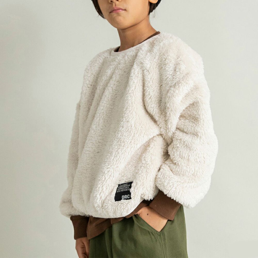 泰迪熊雙面毛絨可愛長袖上衣-象牙白