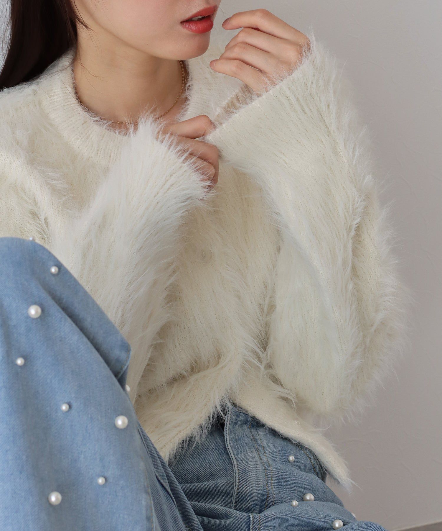 日本 BLUE EAST - 時尚毛絨感長袖外套-深灰