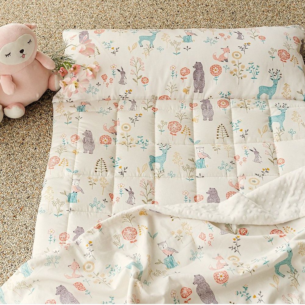 韓國 Formongde - 5cm厚墊雙面用睡袋/寢具(附收納袋)-*此花色售完不補-花草動物