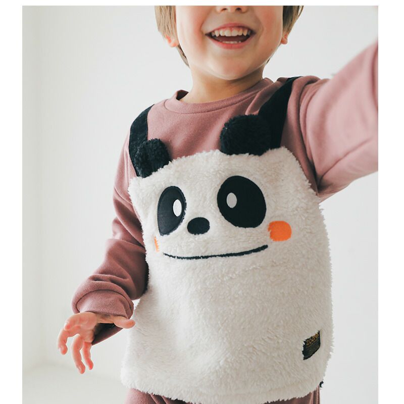 日本 ZOOLAND - 童趣印花圓領長袖上衣-吊帶小熊-薄荷綠