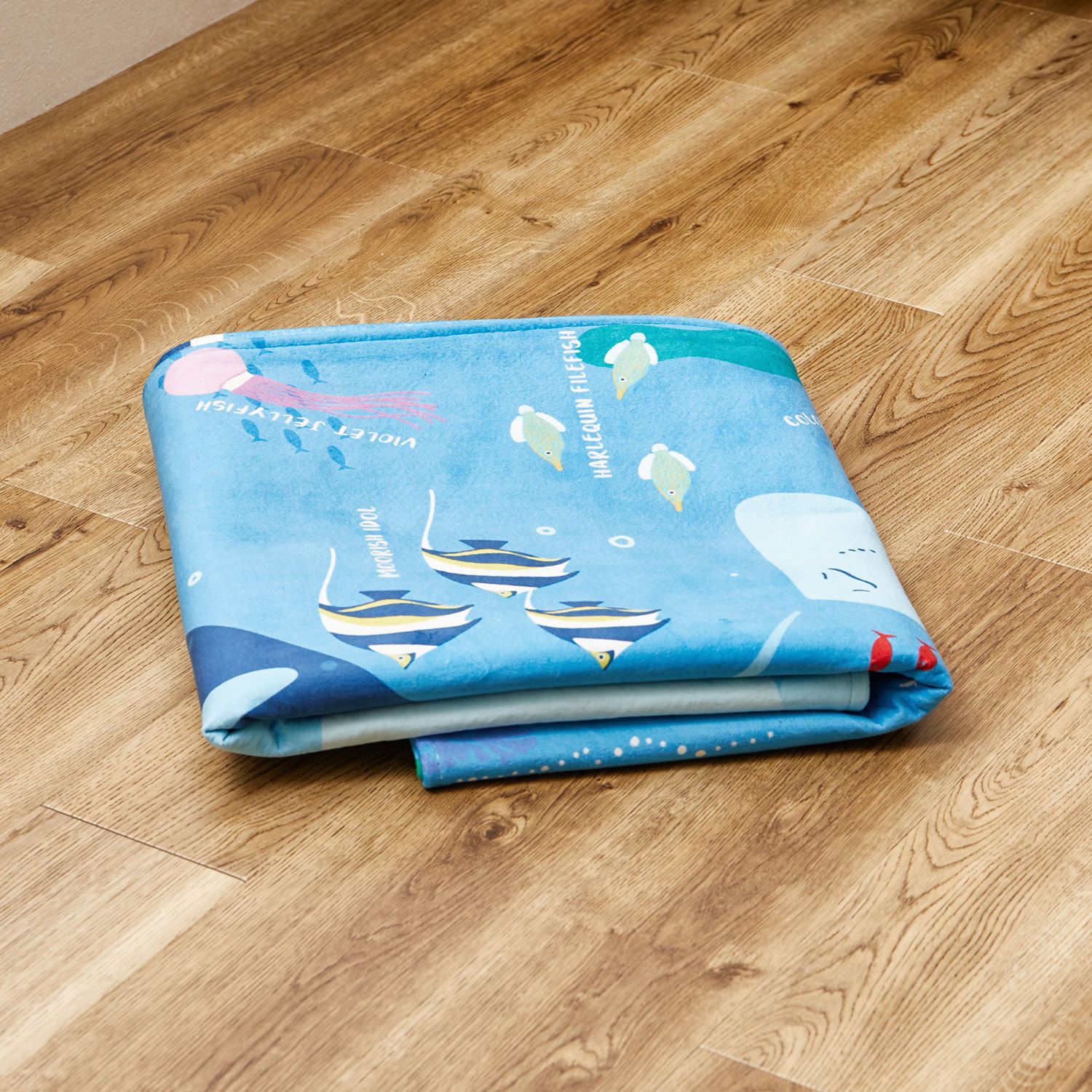 日本千趣會 - 邊學邊玩！可機洗細絨兒童地毯-水族館 (120×180cm)