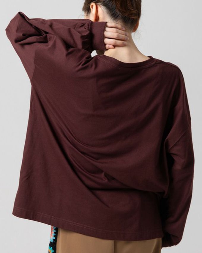 日本 gleam - 燙金時尚光澤廓形寬版長袖上衣-炭黑x銀