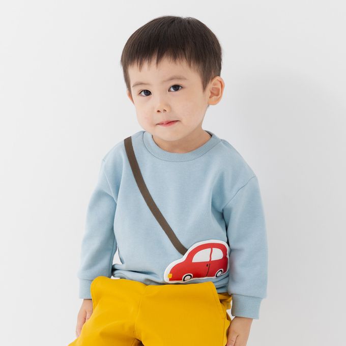 日本 Chil2 - 可愛側口袋裏毛長袖上衣-熊貓-奶茶