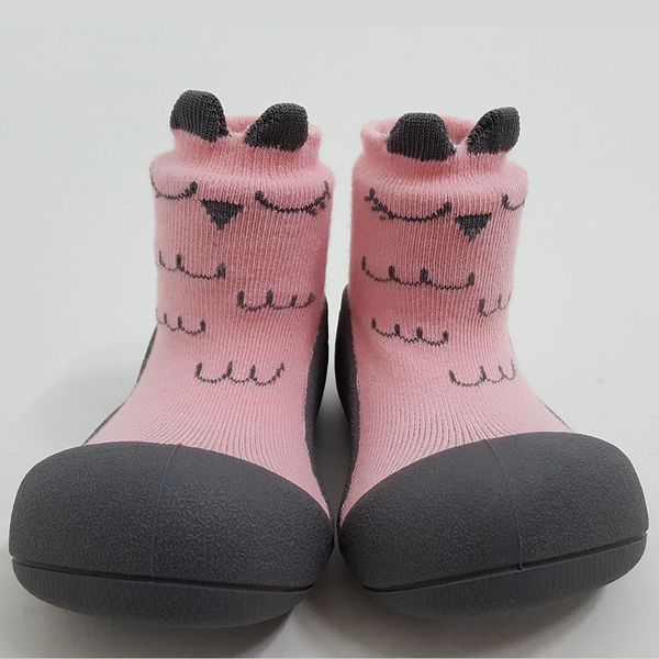 韓國 Attipas - 襪型學步鞋-粉色貓頭鷹