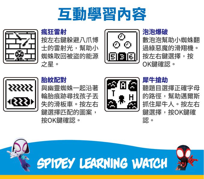 Vtech - 蜘蛛人多功能遊戲學習手錶