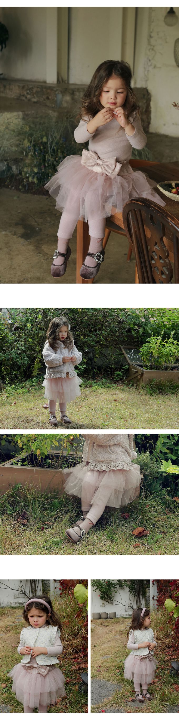 韓國 Puellaflo - 浪漫蝴蝶結裝飾網紗裙內搭褲-粉