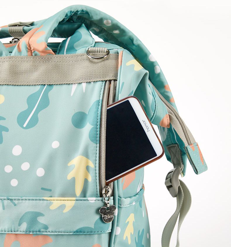 卡通人物防水後背包/媽媽包-米奇小logo-淺綠色 (40x22x18cm)