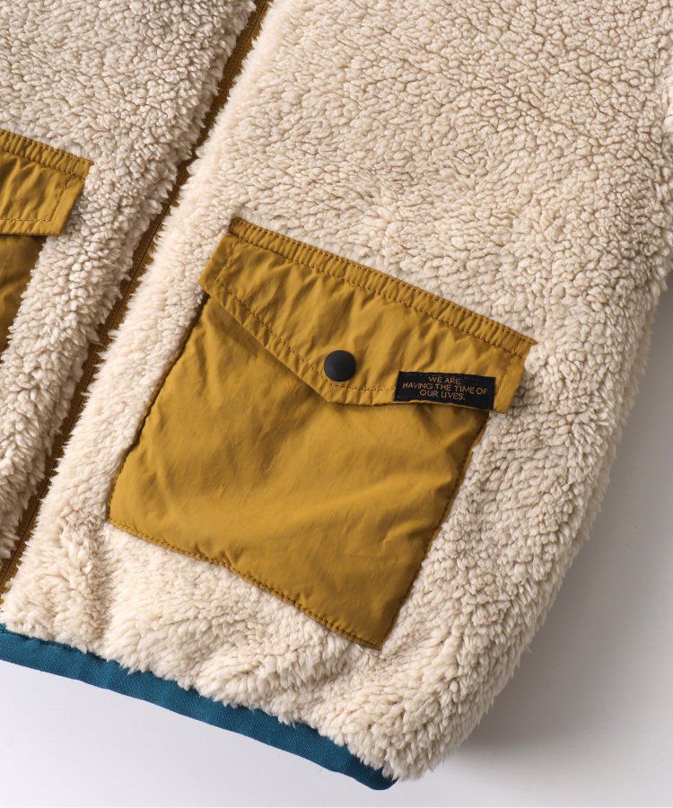 日本 BREEZE - [雙面穿]絨毛鋪棉繽紛保暖外套-黑系&迷彩