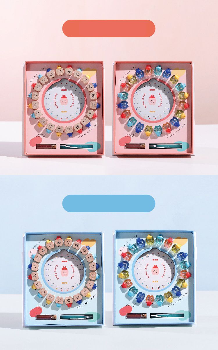 寶寶乳牙收藏盒-塑膠透明牙-粉色 (20x2.5x18.5cm)