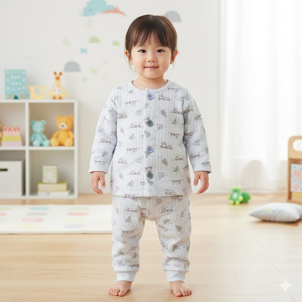 長袖家居服 前開式-穿衣練習 龍-淺藍色