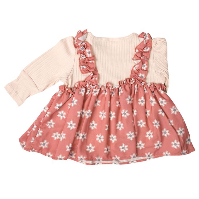 akachan honpo - 長袖假兩件T恤-粉紅色