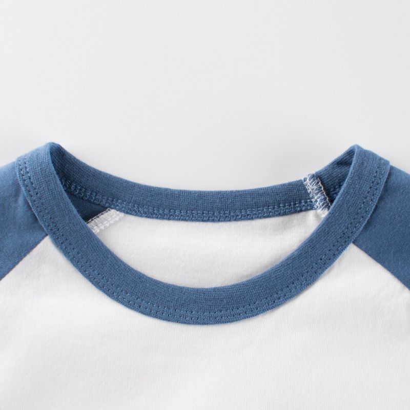 純棉短T-飛船5-白+深藍