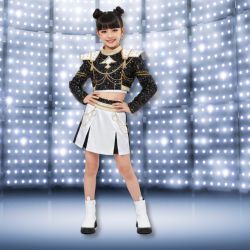 love, charlotte - 精裝版K-Pop女團打歌造型服Ｚ款-萬聖節變裝服-夾克式上衣+打底褲+短裙＋腰帶++肩片x2 (不含假髮+鞋子)