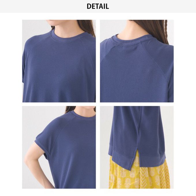 日本 OMNES - 接觸冷感 側開叉休閒短袖上衣-淺黃