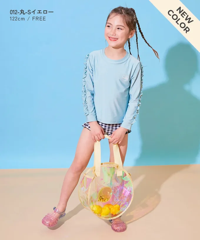 日本 devirock - 獨角獸色系閃亮PVC游泳/玩水包-貝殼-紫x黃