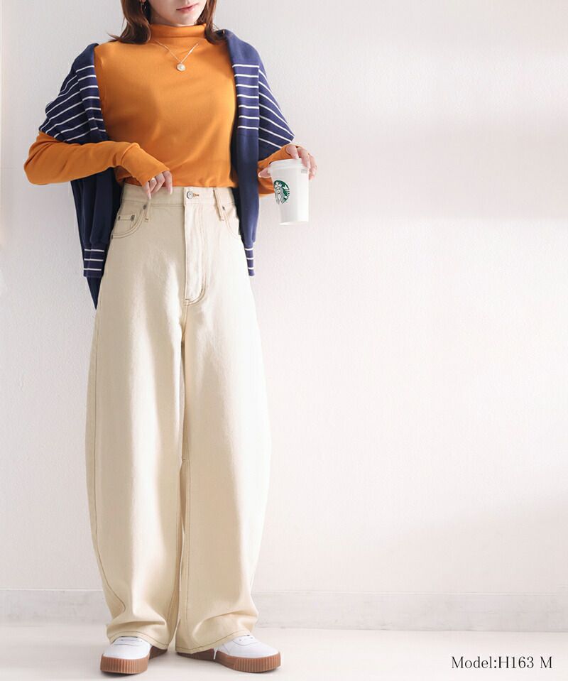 日本 Classical Elf - 100%棉 厚磅丹寧繭型長褲-米杏