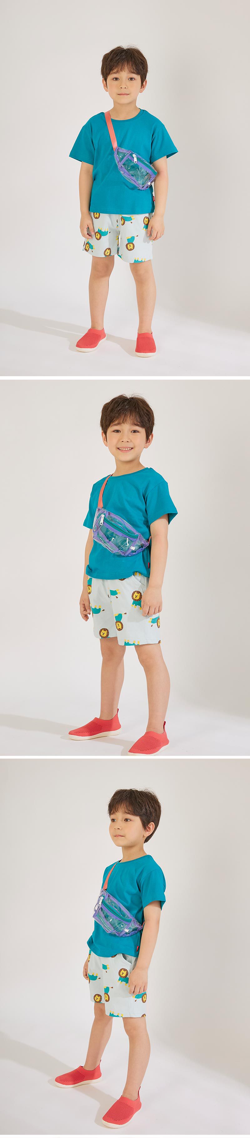 韓國 OZKIZ - (附透明包)簡約短袖上衣-藍綠