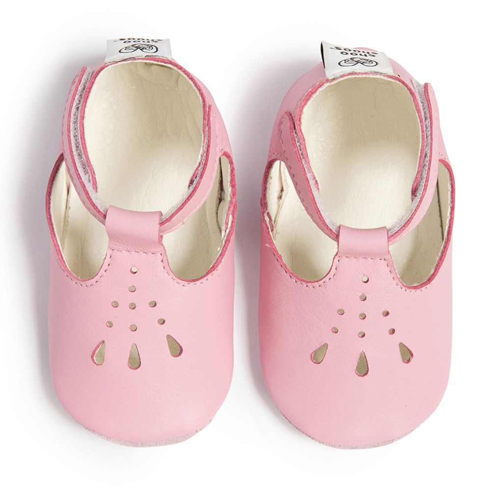 英國 shooshoos - 健康無毒真皮手工鞋/學步鞋/嬰兒鞋-優雅芭蕾(粉)