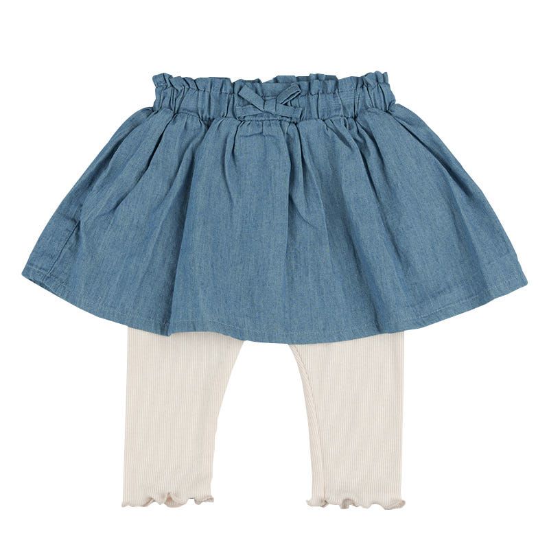 akachan honpo - 7分假兩件裙褲-深藍色