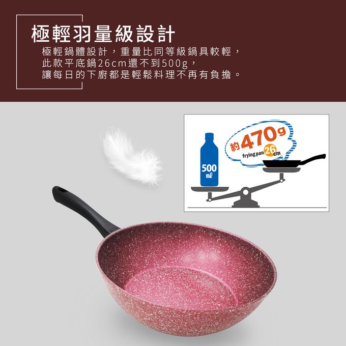 日本北陸 hokua - 極輕絢紫大理石不沾炒鍋-28 cm