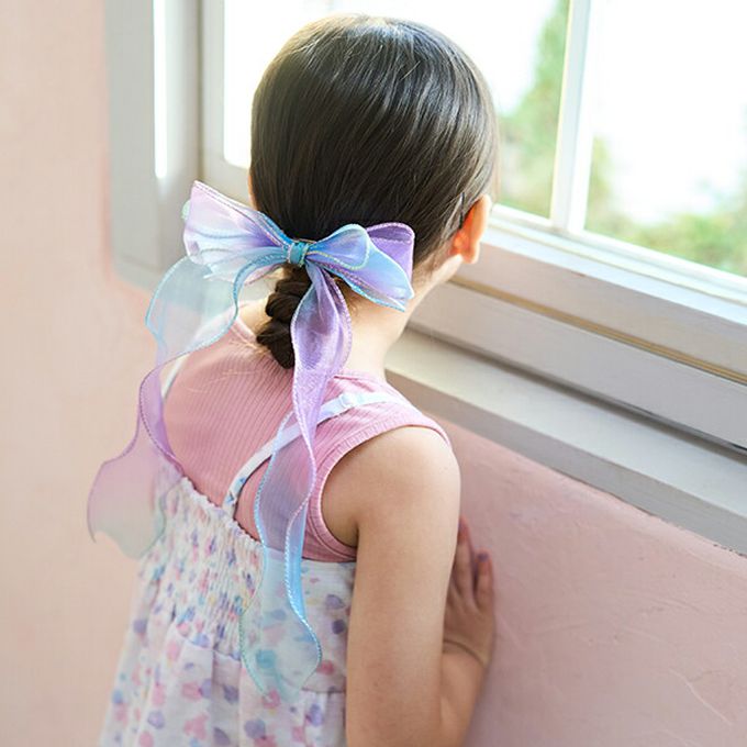 日本 Lycee mine - 夢幻極光緞帶髮夾-黃粉系