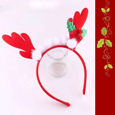 MODACore 摩達客 - 小白毛球紅鹿角聖誕髮箍