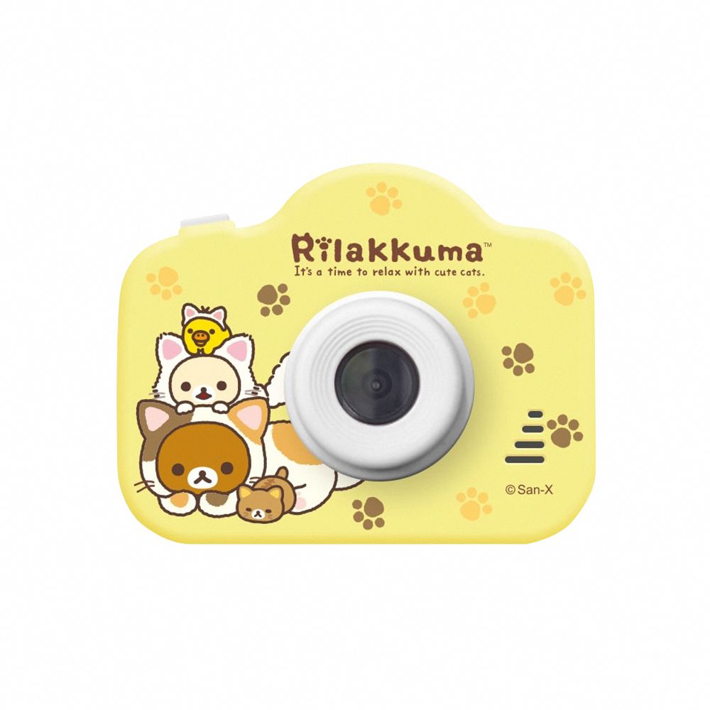 Rilakkuma 正版授權 兒童數位相機-疊疊貓咪/黃色 (送32GB記憶卡)