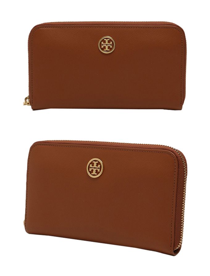 TORY BURCH - 素面防刮長夾拉鍊長夾 (焦糖)