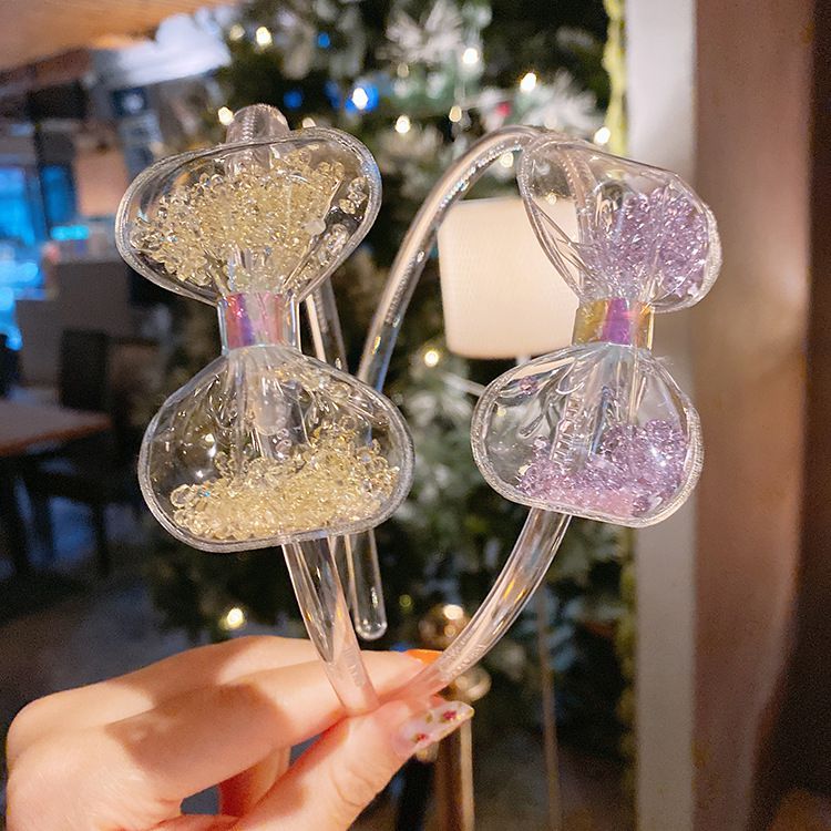 流沙感蝴蝶結透明髮箍-橘色