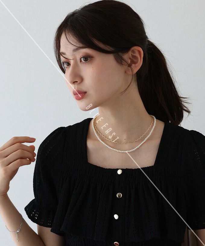 日本 BLUE EAST - 韓國製 珍珠波浪優雅雙層項鍊-銀