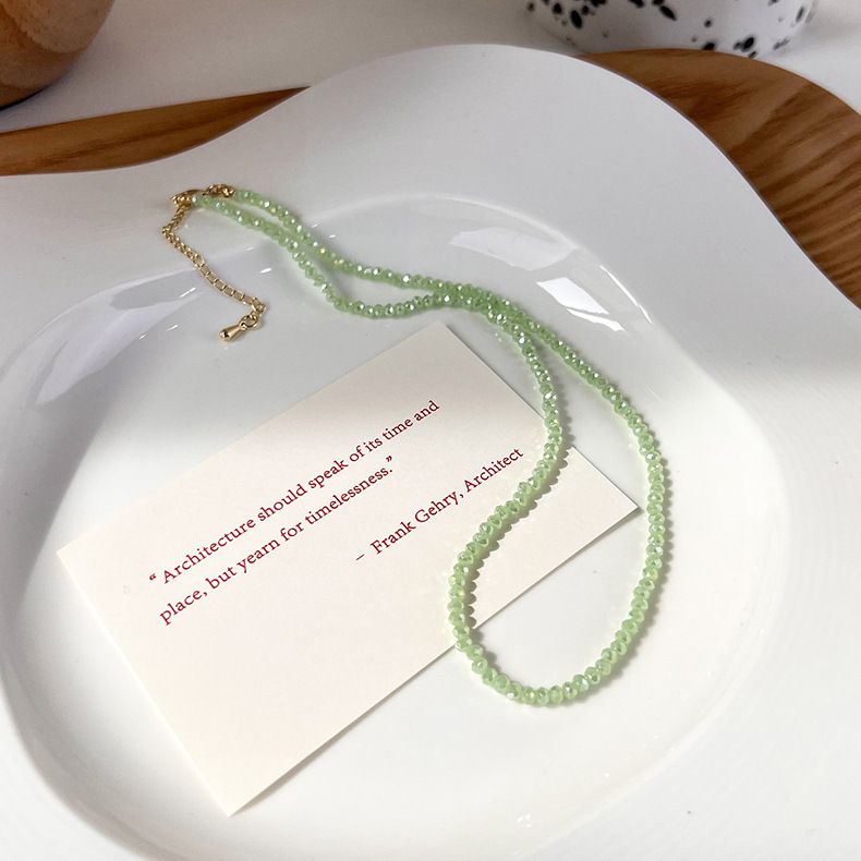 輕奢串珠水晶項鍊-藍色 (41cm)