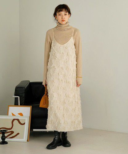 日本 Bou Jeloud - 破壞感抽鬚吊帶裙/洋裝-知性黑