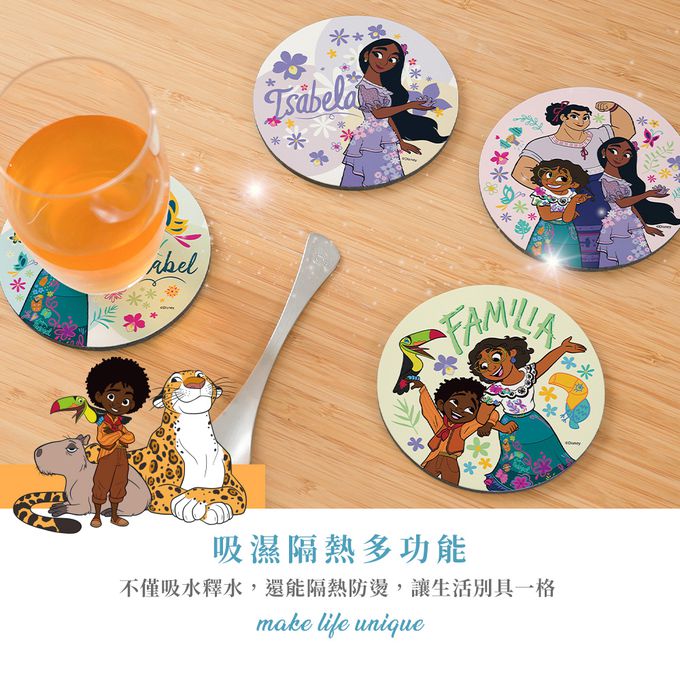 收納王妃 - 迪士尼 Disney 魔法滿屋【花語】 珪藻土軟式吸水杯墊-二入組10X10X0.5CM