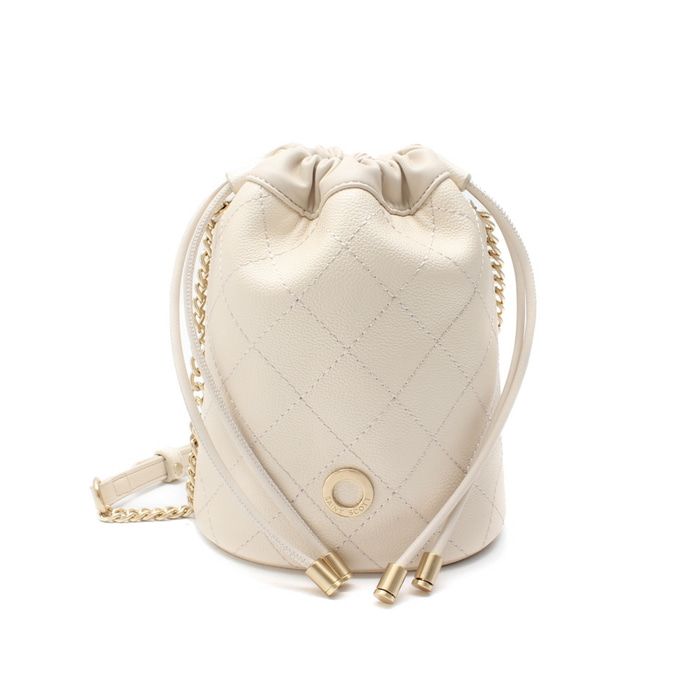 Saint Scott - Michelle金鍊菱紋水桶包-奶油白