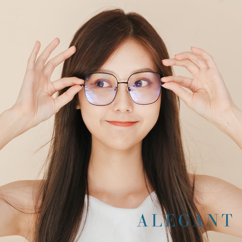 ALEGANT - 韓系潮流明星款簡約無限黑大方框UV400濾藍光眼鏡