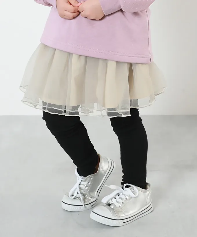 日本 devirock - 高級夢幻薄紗層次內搭褲裙-米白