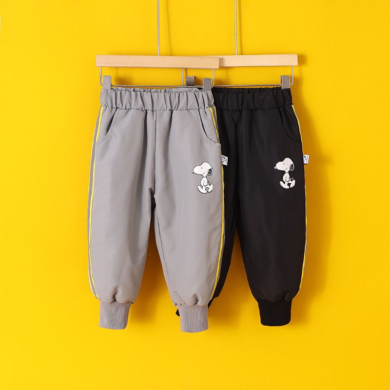 卡通人物史努比保暖90%羽絨運動長褲-SNOOPY-黑色