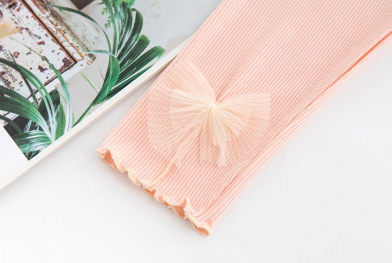 FANMOU - 莫代爾螺紋透氣七分內搭褲-扇貝蝴蝶結-灰色